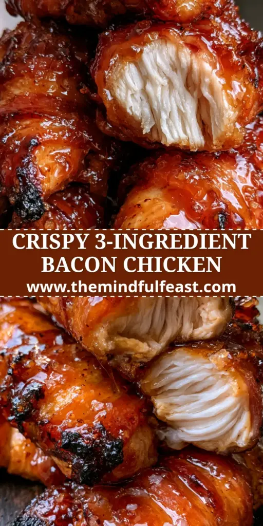 Bacon Brown Sugar Chicken Tenders: The Ultimate Sweet and Smoky Glazed Recipe 4 A tall stack of bacon brown sugar chicken tenders with a thick glistening amber glaze and sea salt flakes on a dark wooden board.
