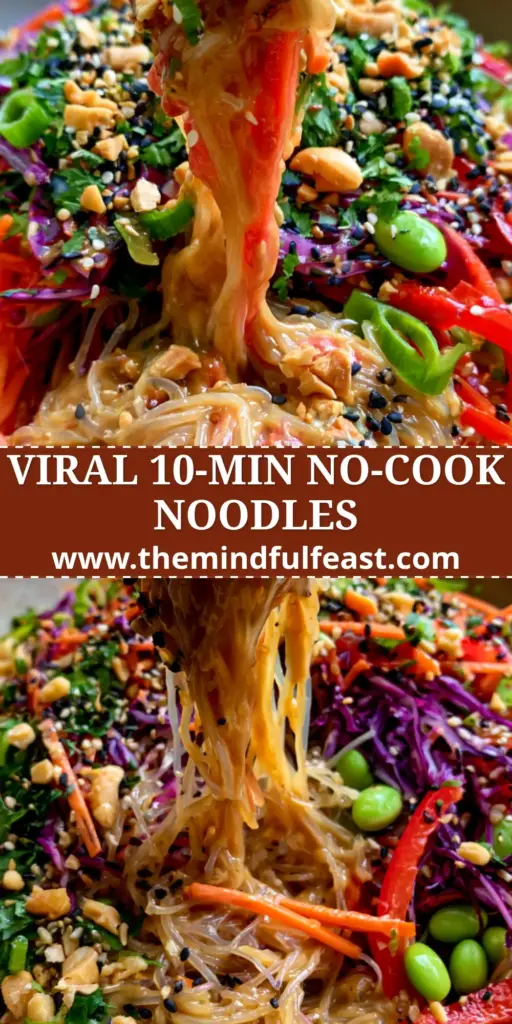 Asian Noodle Salad with Creamy Sesame Dressing and Crunchy Vegetables 3 A close-up of a vibrant Asian Noodle Salad with glossy noodles, purple cabbage, and creamy sesame dressing being lifted by chopsticks. (Asian Noodle Salad)