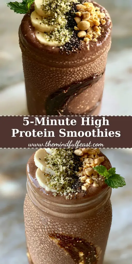 Breakfast Smoothie Recipes: The Ultimate Ultra-Thick Chocolate Nut Butter Protein Frosty 4 A thick chocolate protein smoothie in a condensation-covered jar with an almond butter swirl and fresh toppings. (breakfast smoothie recipes)