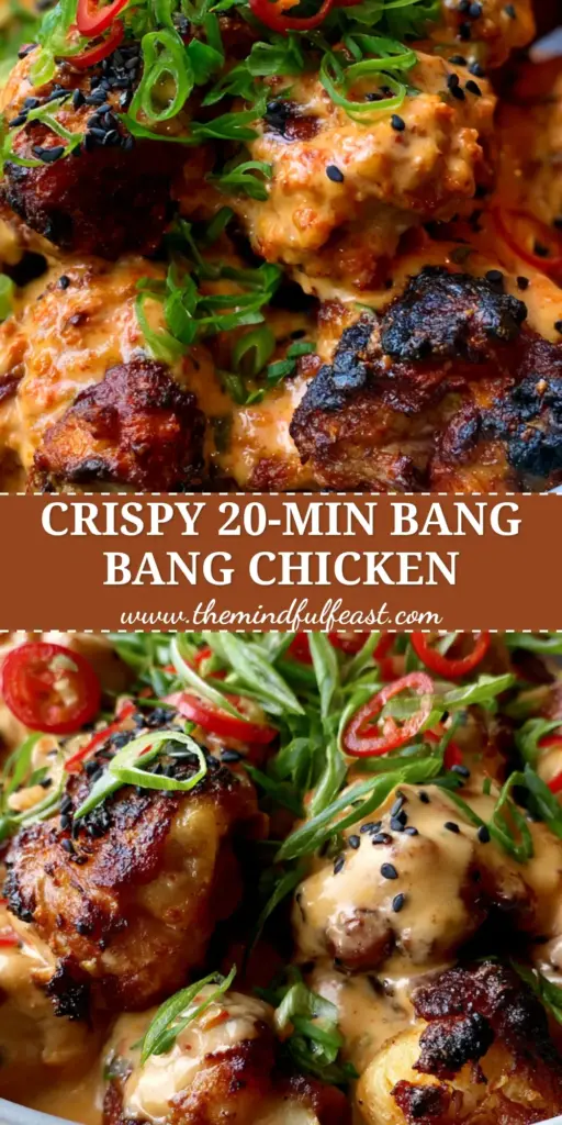 Bang Bang Chicken Thighs: The Ultimate Crispy Air Fryer Recipe 4 Extreme close-up of Bang Bang Chicken Thighs in a matte grey ceramic bowl, garnished with scallions and red chilis.