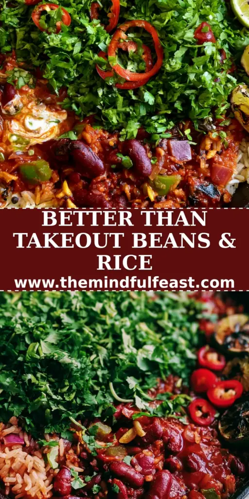 Kidney Beans and Rice Skillet: A Vibrant One-Pan Masterpiece 3 Overhead view of a Kidney Beans and Rice Skillet in a cast iron pan garnished with cilantro and lime wedges.