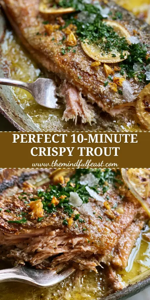 Trout Recipes: The Ultimate Pan-Seared Fillet with Shattered Crispy Skin 4 Close-up of crispy pan-seared trout fillets in a cast iron skillet with lemon wheels and garlic butter sauce. (trout recipes)