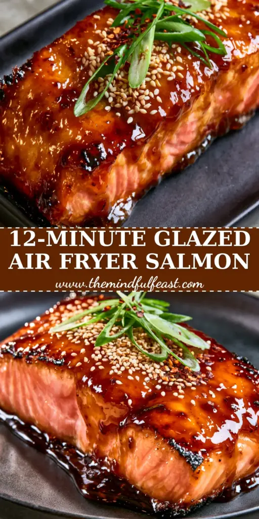 Glazed salmon fillet with Honey Garlic and Toasted Sesame 3 A thick center-cut glazed salmon fillet with a glossy honey garlic sauce, toasted sesame seeds, and green scallions on a black plate. (Glazed salmon fillet)