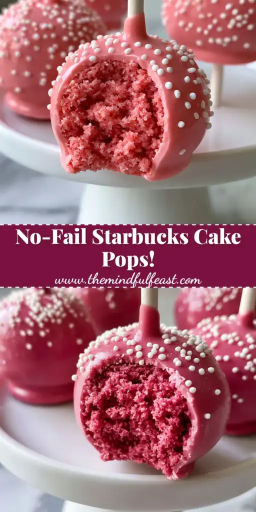 How to Make Cake Pops: The Ultimate Starbucks Copycat Guide 3 A stack of pink Starbucks-style cake pops with white nonpareils on a marble counter. (how to make cake pops)