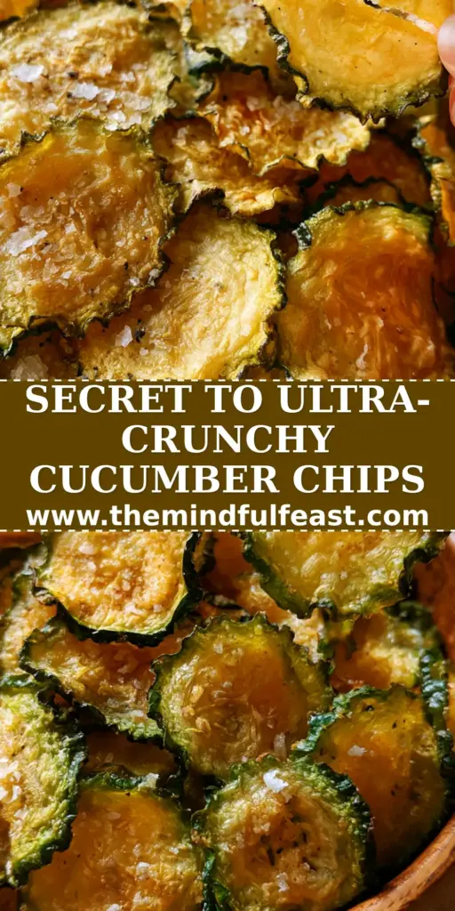 Cucumber Chips: The Ultimate Crispy Salt and Vinegar Snack 4 A wooden bowl filled with crispy, translucent cucumber chips featuring ruffled green edges and flaky sea salt.