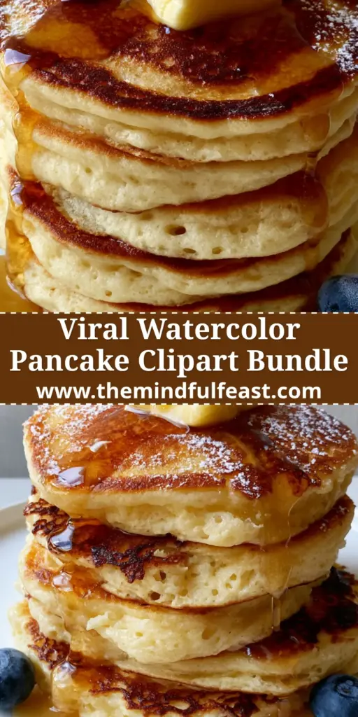 Pancake Clipart: How to Create the World’s Most Picture-Perfect Buttermilk Stack 4 A professional food photography shot of a tall stack of pancakes with maple syrup and blueberries, mimicking the perfect Pancake Clipart style.