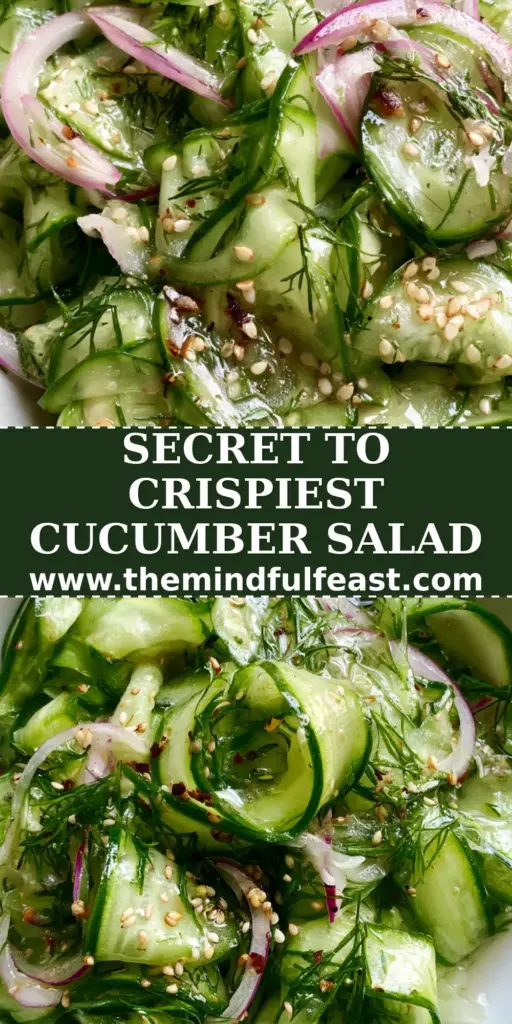Cucumber Vinegar Salad with Fresh Dill and Toasted Sesame 4 A close-up of a cucumber vinegar salad in a minimalist bowl with dill and sesame seeds catching natural morning light.