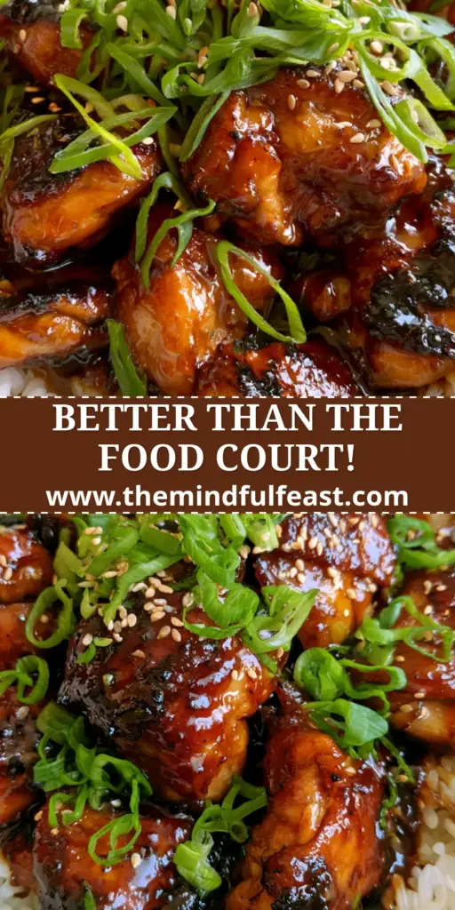 Bourbon Chicken Recipe: The Ultimate Guide to Sticky, Charred Perfection 3 A ceramic bowl filled with glossy bourbon chicken over jasmine rice garnished with scallions. (bourbon chicken recipe)