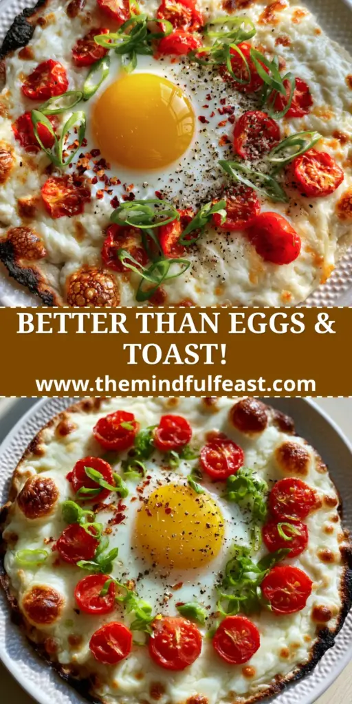 Breakfast Flatbread with Sunny-Side-Up Egg and Blistered Tomatoes 4 A close-up shot of a breakfast flatbread with a runny sunny-side-up egg, charred crust, and blistered tomatoes on a white plate.