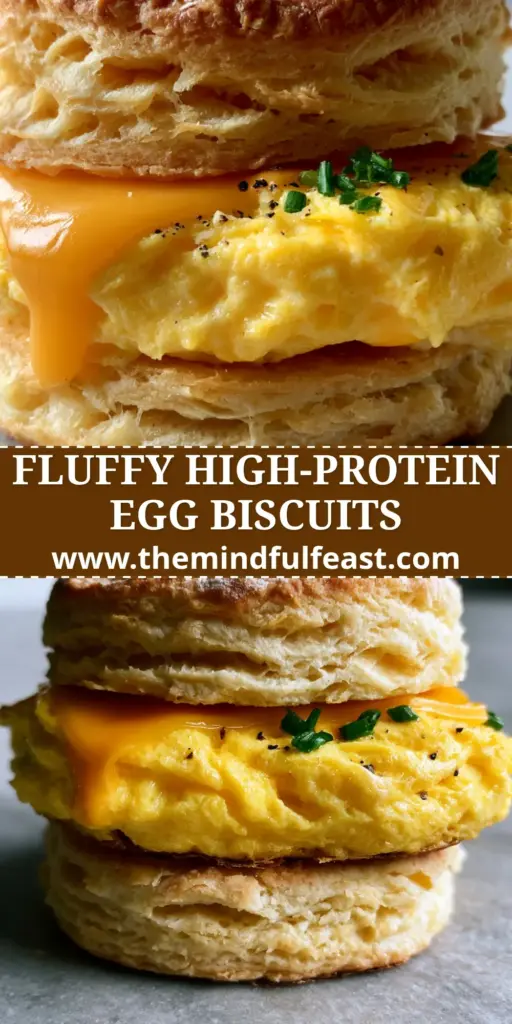A close-up vertical shot of a stack of two high-protein egg biscuits with melted cheddar and fresh chives. (egg biscuits)