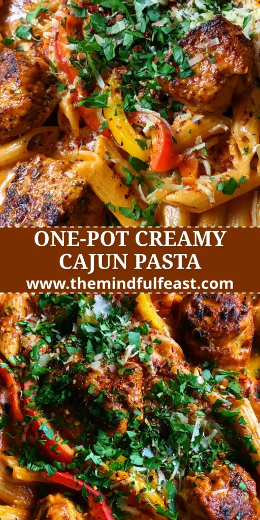 One Pot Cajun Chicken Pasta: The Ultimate Creamy Skillet Dinner 4 A top-down view of One pot Cajun chicken pasta in a black skillet with vibrant orange sauce and seared chicken.