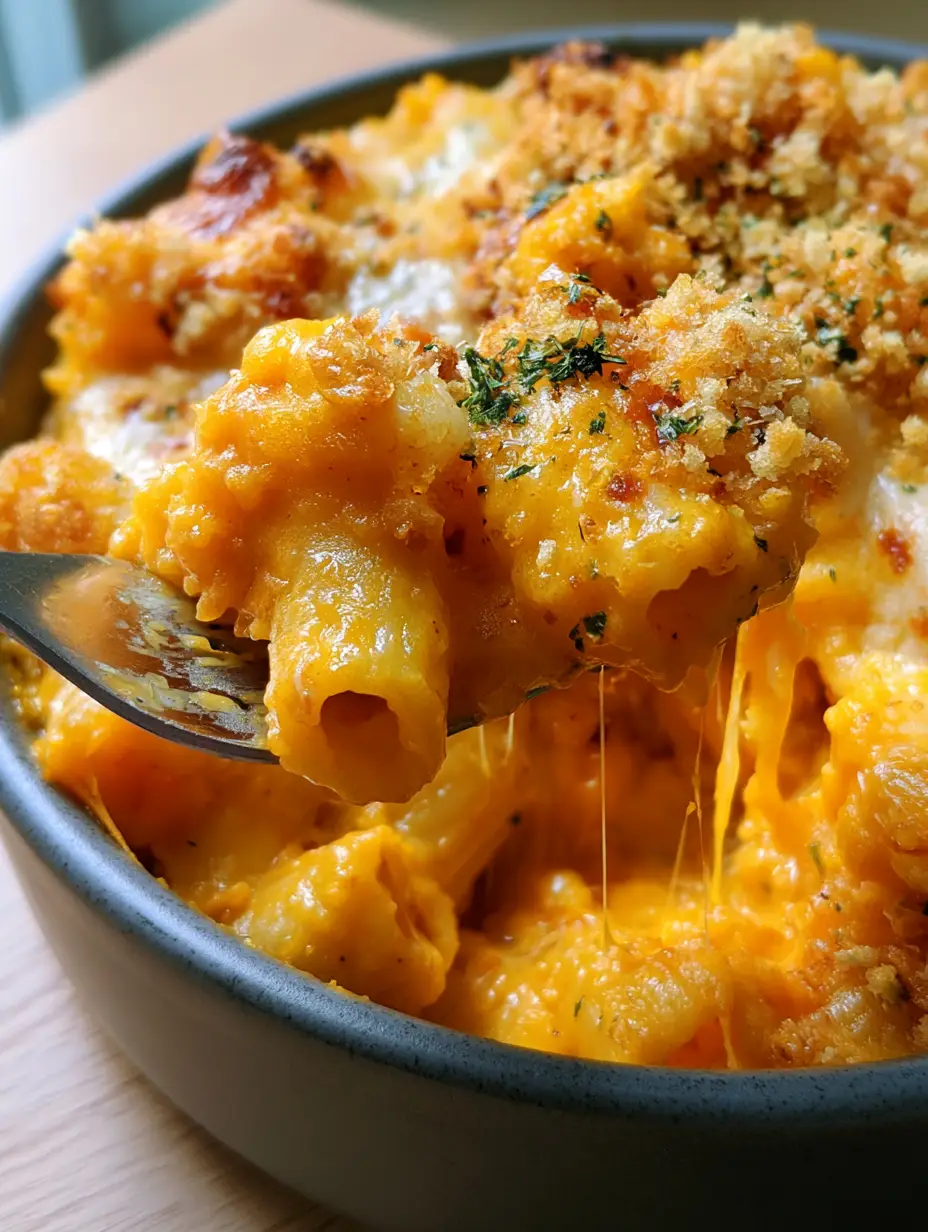 Picky Eater Recipes: The Ultimate Hidden Veggie Mac and Cheese Bake 3 Close up of al dente rigatoni in a vibrant orange hidden veggie cheese sauce. (picky eater recipes)