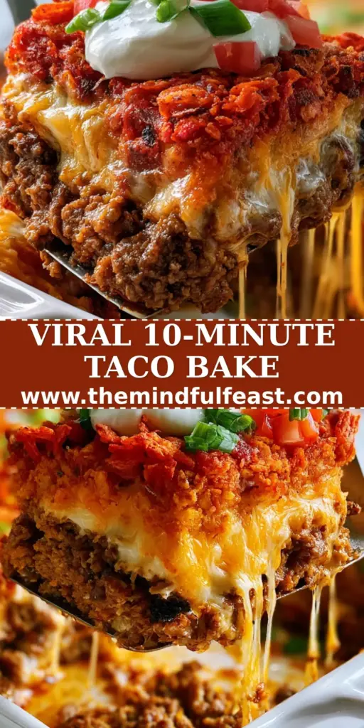 Taco Casserole: The Ultimate Cheesy Dorito Walking Taco Bake 4 A large square portion of taco casserole being lifted with a metal spatula, showing seasoned beef, melted cheese, and a crushed Dorito crust. (taco casserole)