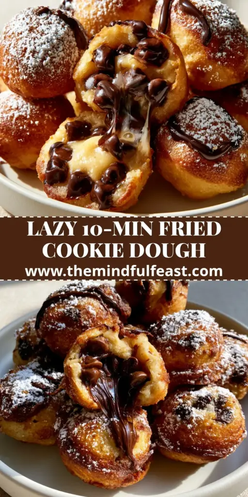 Deep Fried Chocolate Chip Cookie Dough: The Ultimate Crispy & Gooey Recipe 4 A stack of golden-brown deep fried chocolate chip cookie dough bites on a plate with one pulled apart showing a molten interior.