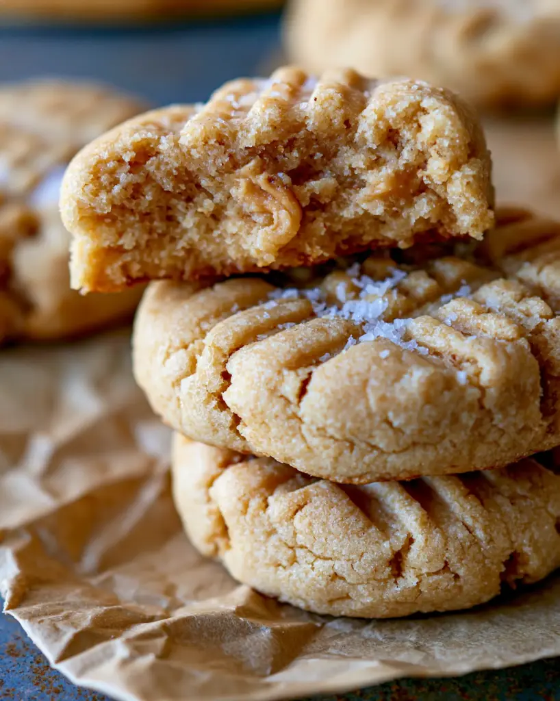 Peanut Butter Pudding Cookies: The Ultimate Soft & Thick Bakery Style Recipe 1 A stack of Peanut Butter Pudding Cookies featuring rustic fork patterns and golden edges.