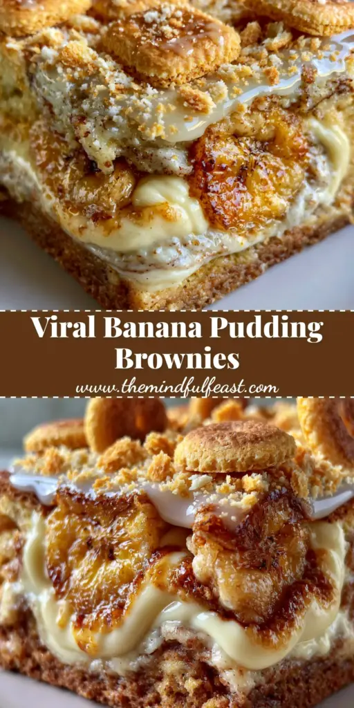 Banana Pudding Brownies: The Ultimate Fudgy Southern Dessert Mashup 4 A stack of banana pudding brownies showing the dense blondie base, vanilla pudding swirl, and toasted Nilla wafer topping.