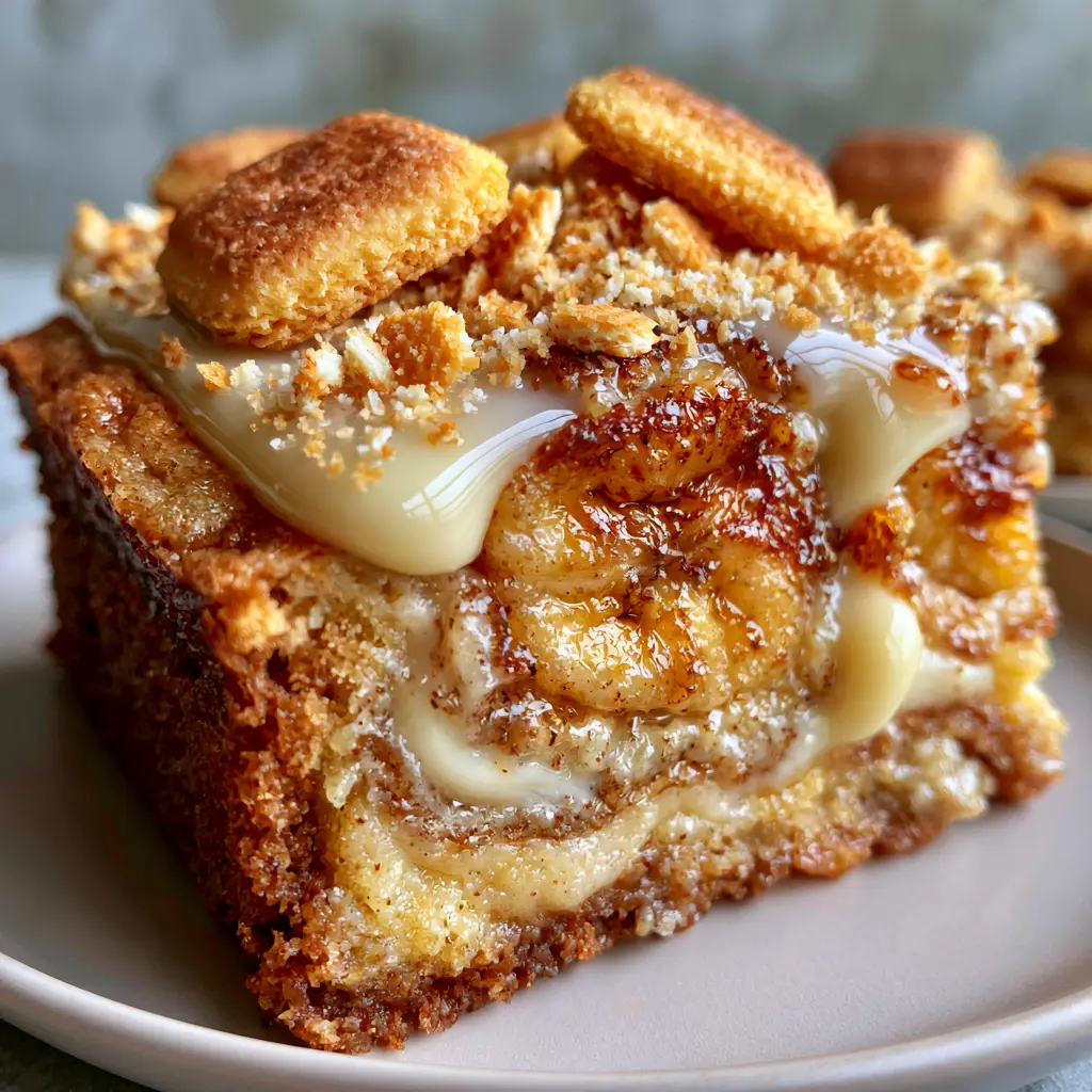 Banana Pudding Brownies: The Ultimate Fudgy Southern Dessert Mashup 2 Close-up of a freshly sliced banana pudding brownie with a moist crumb texture and visible pudding swirl.