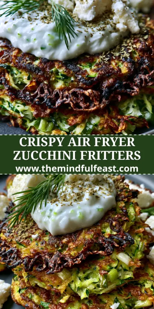 Greek Zucchini Fritters: The Ultimate Ultra-Crispy Kolokithokeftedes Recipe 4 A stack of crispy golden-brown Greek Zucchini Fritters with charred edges, topped with white tzatziki and fresh dill on a dark matte plate.