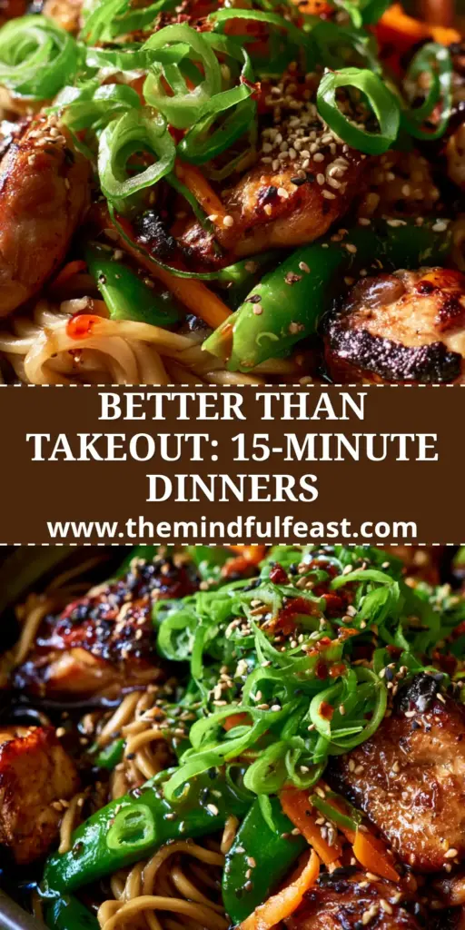 Asian Dinner Ideas: Glossy Soy-Ginger Noodles with Charred Chicken Thighs 3 A steaming bowl of glossy soy-ginger noodles with charred chicken thighs and sesame seeds, perfect for Asian dinner ideas.