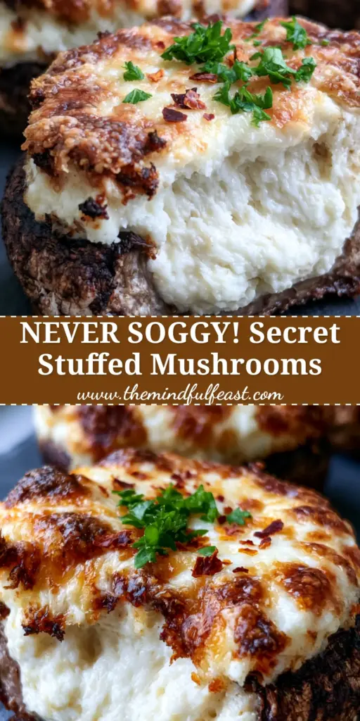 Stuffed Mushrooms Recipe: The Ultimate Cheesy Roasted Cremini Appetizer 3 A close-up of a perfectly roasted stuffed mushroom with a golden-brown bubbly cheese crust and red pepper flakes. (stuffed mushrooms recipe)