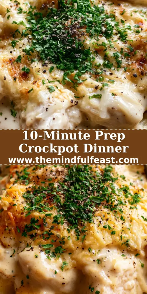 Crockpot Meals: Creamy Garlic Parmesan Chicken and Potatoes 4 A rustic ceramic bowl of creamy garlic parmesan chicken and potatoes with rising steam and fresh parsley. (crockpot meals)