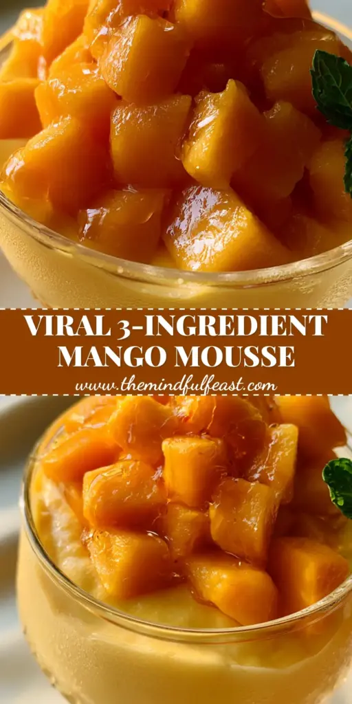 Mango dessert recipe: The Ultimate Silky Alphonso Mango Mousse 3 A close-up of a Mango dessert recipe featuring silky mango mousse in a crystal glass topped with diced mango and honey. (Mango dessert recipe)