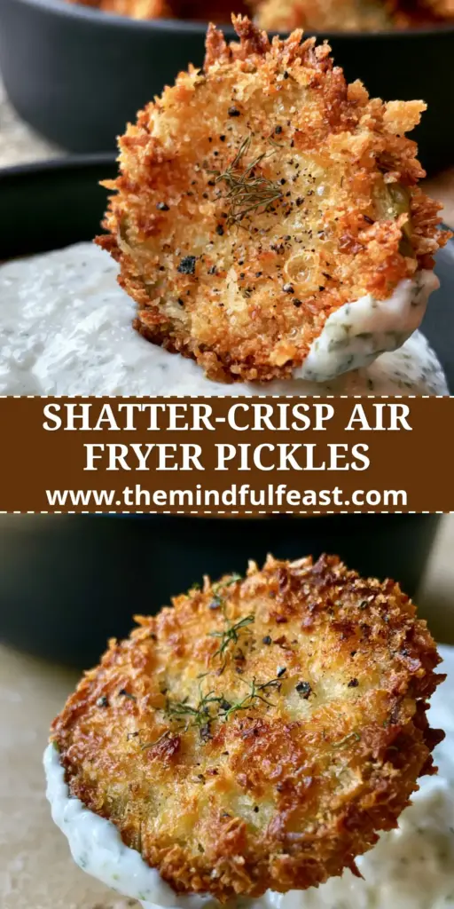 Dill Pickle Chips: The Ultimate Shatter-Crisp Parmesan and Panko Appetizer 4 A close-up shot of crispy Dill Pickle Chips with a golden parmesan crust being dipped into a creamy ranch sauce.