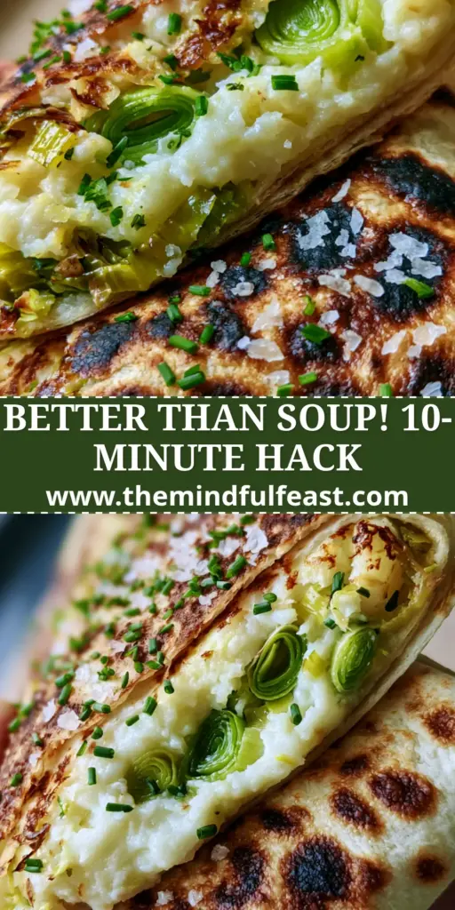 Leek and Potato Wraps: The Ultimate Crispy and Creamy Comfort Food 4 A handheld smartphone photo of a crispy toasted leek and potato wrap sliced at an angle showing creamy potatoes and green leeks. (leek and potato wraps)