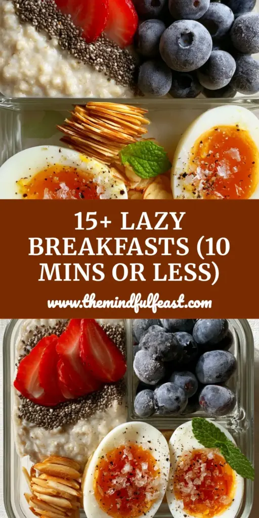 Meal Prep Breakfast Ideas: The Ultimate Jammy Egg and Berry Oat Box 4 A top-down aesthetic glass meal prep container with thick overnight oats, glistening chia seeds, sliced strawberries, and jammy soft-boiled eggs. (meal prep breakfast ideas)