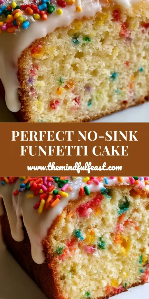 Funfetti Loaf Cake: The Ultimate Moist Vanilla Sprinkle Masterpiece 4 A thick slice of moist funfetti loaf cake with a golden crust and thick white glossy glaze on a ceramic plate. (funfetti loaf cake)